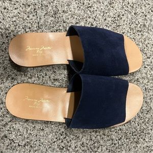 Massimo Matteo Leather Blue Slide Sandals Size 9